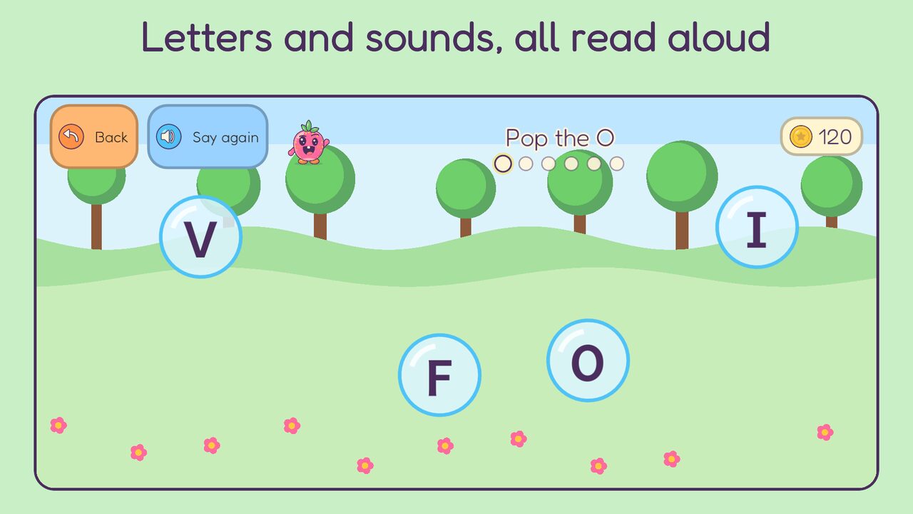 Letter Bubbles: pop the letter the narrator says