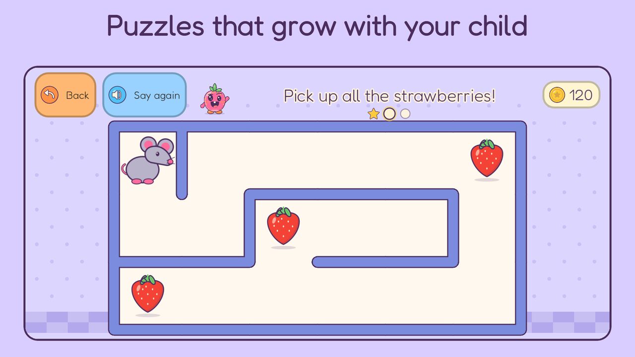 Maze Mouse: pick up the strawberries